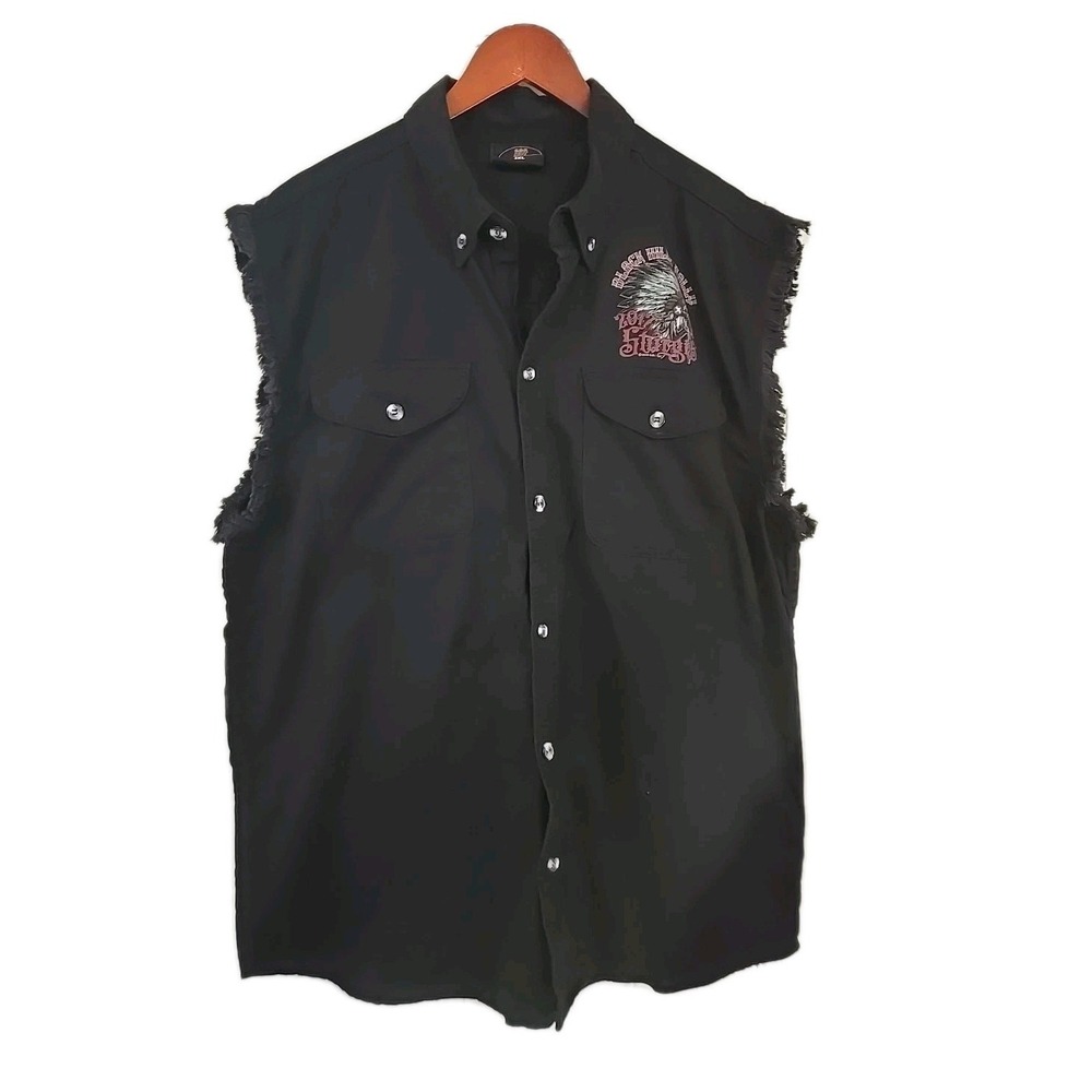 STURGIS 2017 Black Hills Rally Hot Leathers Biker Vest Cut Off Shirt Mens 2XL 2X